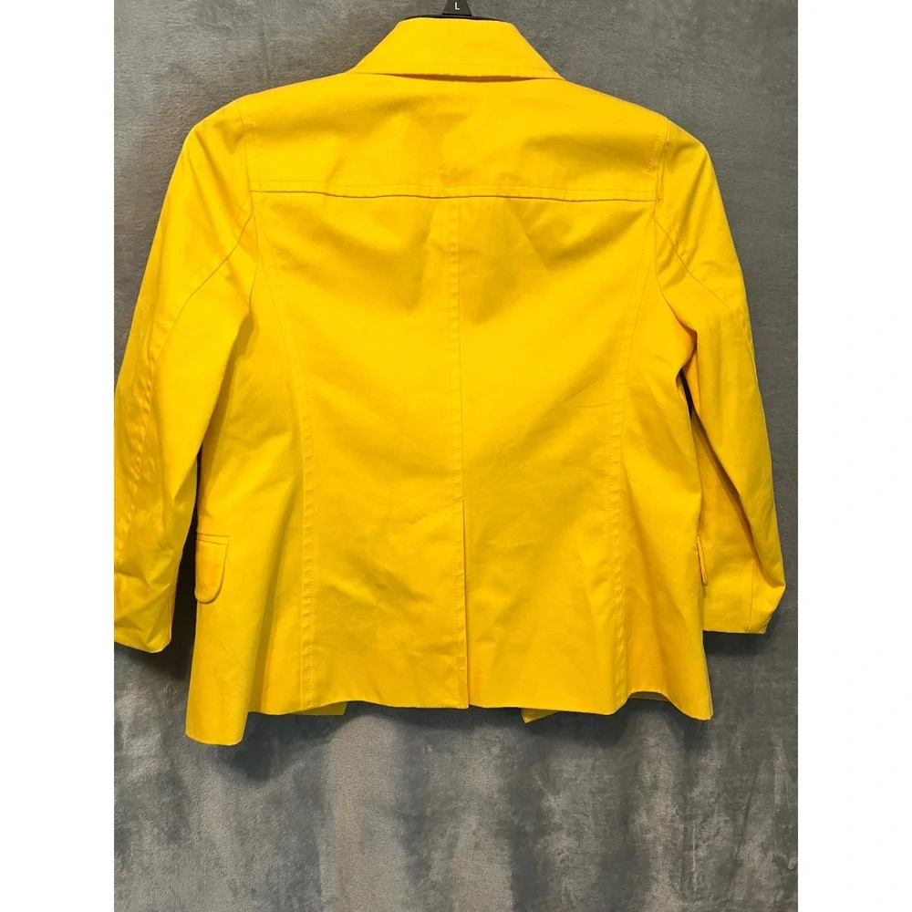 J Crew Yellow Faux Double Breasted Jacket 4 Cotton Spring Mod Preppy Coat Open - Picture 6 of 7